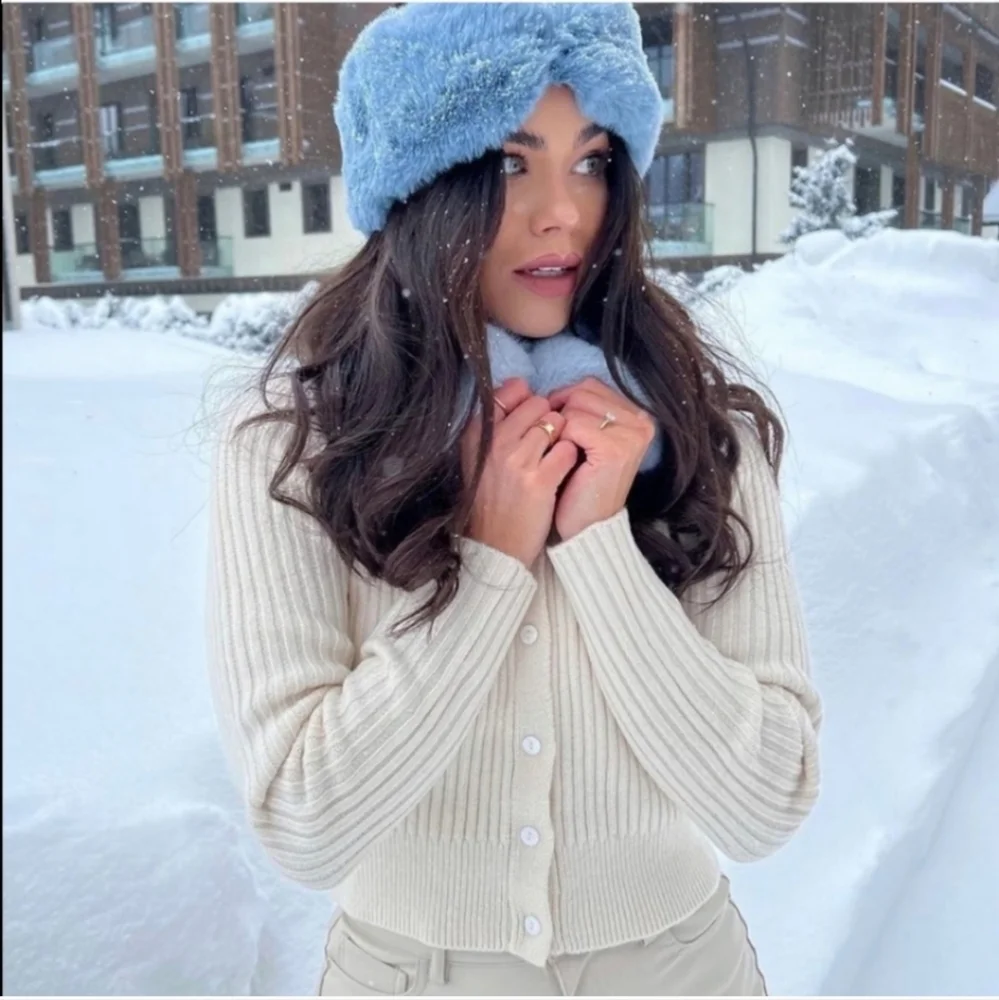 Zara Faux Fur Lapel Collar Knit Cardigan - Picture 6 of 16